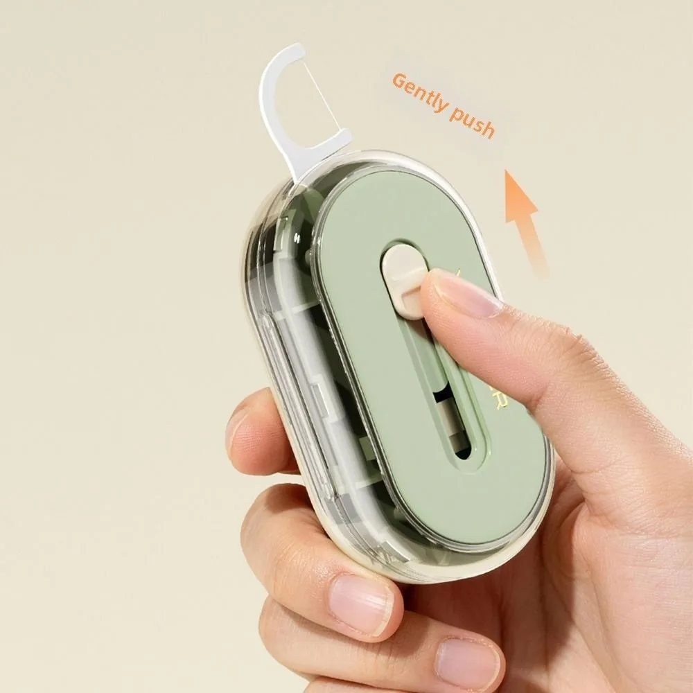 Plastic Dental Floss Dispenser Automatic Pop-Up Slide Mechanism Floss Pick Dispenser Dental Floss Case Travel Toiletry Storage