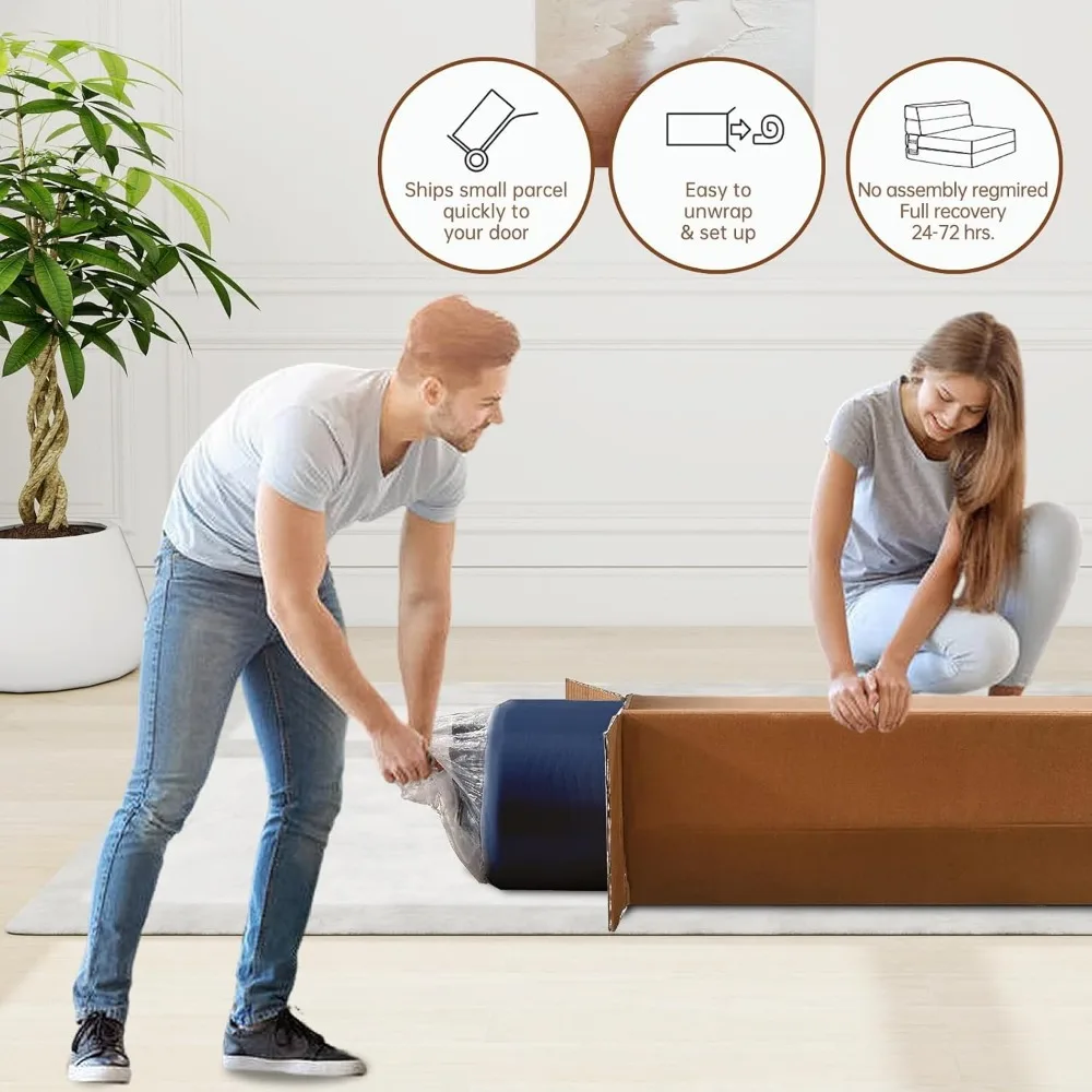 Sofá-cama dobrável com travesseiro de espuma viscoelástica conversível, sofá-cama futon preguiçoso para sala de estar/escritório doméstico/camas de convidados/A