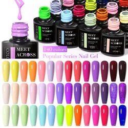 MEET ACROSS 7ml Nail Gel Polish 140 Colors Long Lasting All For Nails Decoration Base Top Coat Nail Art UV LED Gel Varnish