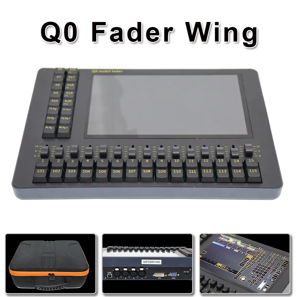 New Q0 Fader Wing Dmx512 Controller Touch Screen Connect With Q0 Command Wing Dj Disco 4 XLR Interface Perfassional Console