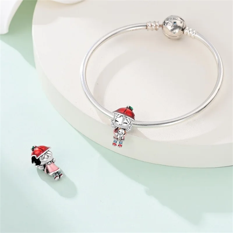Hot Sale 925 Silver Happy Dopamine Girl Boy Cat Charms Beads Fit 3mm 925 Original Bracelets DIY Jewelry Souvenir Gift Making