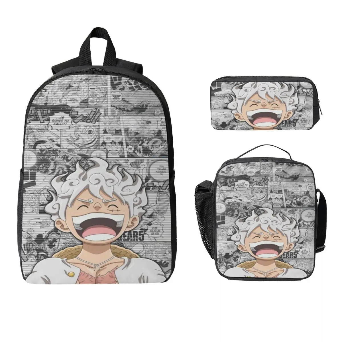 

3Pcs Luffys O-one-pieces Accessories Backpack Set for Boy Girl Pen Bags Bookbag Sets with Lunch Box For School Students Daypack