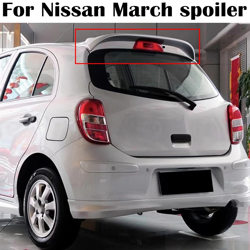 For Nissan March Spoiler 2012 2013 2014 2015 High Quality ABS Plastics Car Rear Roof top wings spoiler Airfoil Accessories