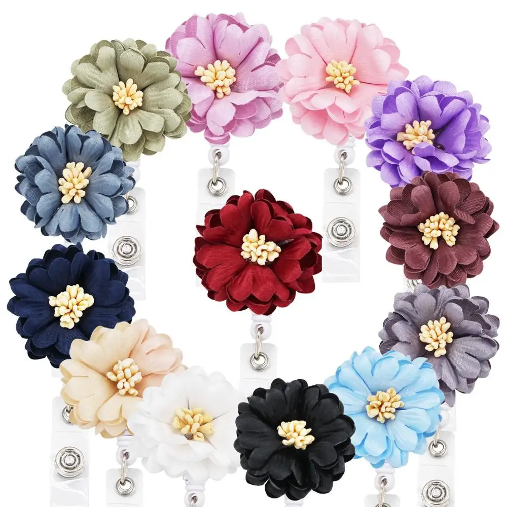 Idclip 13 สีDaisy Retractable Badgeผู้ถือคลิปจระเข้ID Badge Reelคลิปผู้ถือบัตร