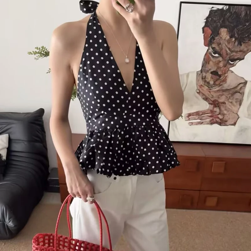 Women's New Neck-hanging Tops Summer 2026 Fashion Ball Party Elegant V-neck Camis Tops Street Comfort Summer Vacation Youth Tops