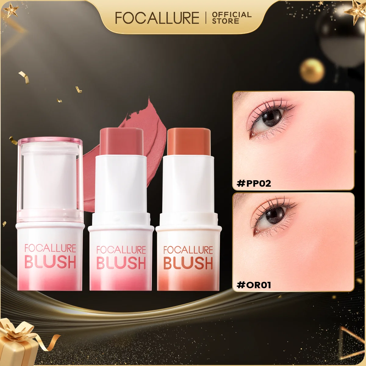 FOCALLURE – bâton de fard à joues imperméable pour le visage, longue durée 3 en 1, fard à paupières mat, rouge à lèvres, surligneur, maquillage, cosmétiques pour femmes