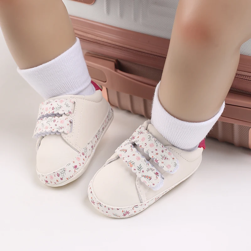 Weiße Prinzessinnenschuhe mit Blumenmuster, lässige Lauflernschuhe für Babys und Kleinkinder von 0-18 Monaten – Detail 5