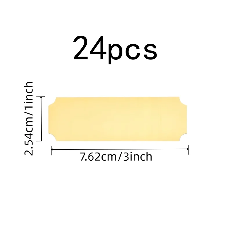 Blank Name Badges 24 pcs, Gold Finish Surface, Self-Adhesive Backing, for Office Desk Labeling, Multipurpose