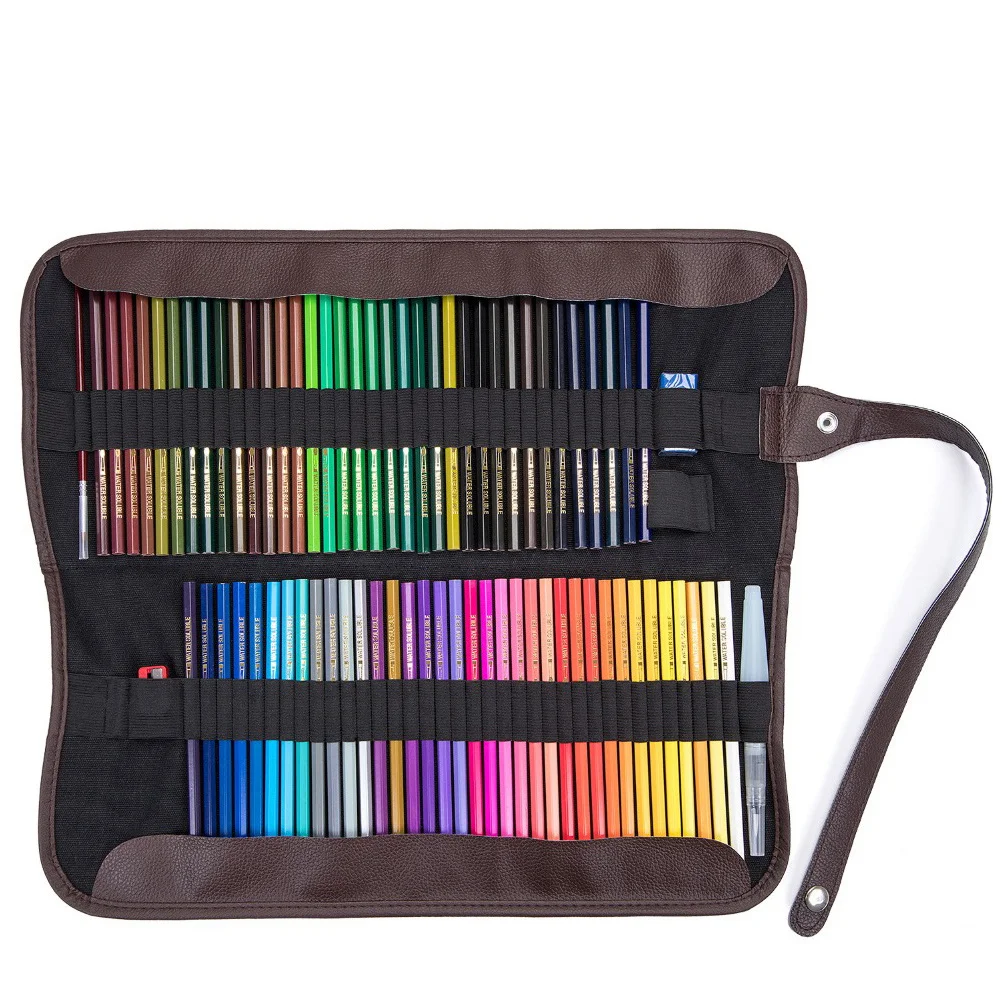 Leinwand-Bleistiftverpackungsrolle, 72 Löcher, aufrollbares Federmäppchen, großes Fassungsvermögen, Organizer, Zeichenstift, Aufbewahrungstasche, Kunst-Briefpapier-Tasche