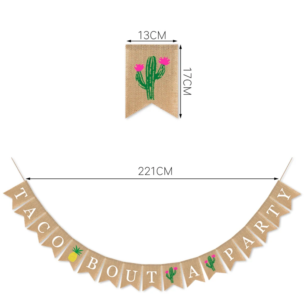 

Rustic Burlap Banner Party Decoration Taco Bout Sign Bunting Hanging Garland Summer Themed Photo Prop Flag Edges Treated