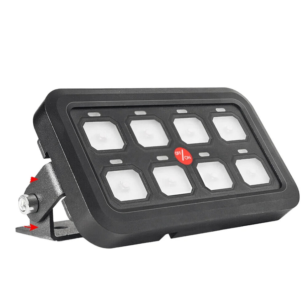8 Gang RGB Dimmable Switch Control Panel for Trucks, Boats, Cars, RVs, Built in Solid State Relays Switch Panel with Backlight