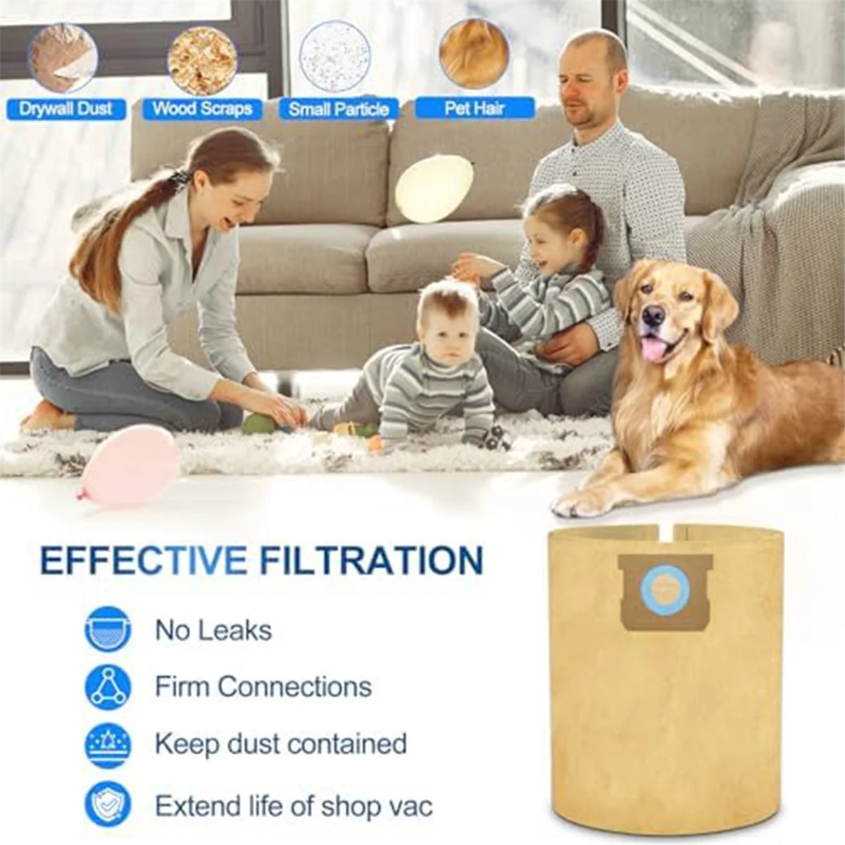 Bolsa de vacío N98R DXVA19-4102 para aspiradora húmeda/seca Dewalt de 12-16 galones, bolsa de filtro de polvo desechable, DXV12P DXV14P DXV16P DXV16PA