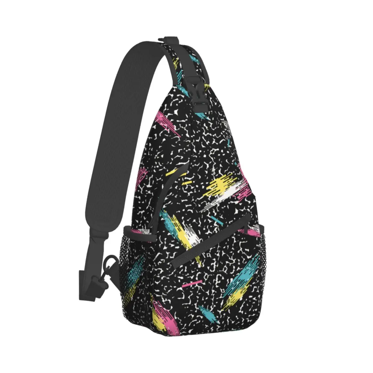 

Vintage Style Crossbody Chest Bags Neon Pattern Pockets Travel Pack Messenger Sports Teens Shoulder Bag Unisex