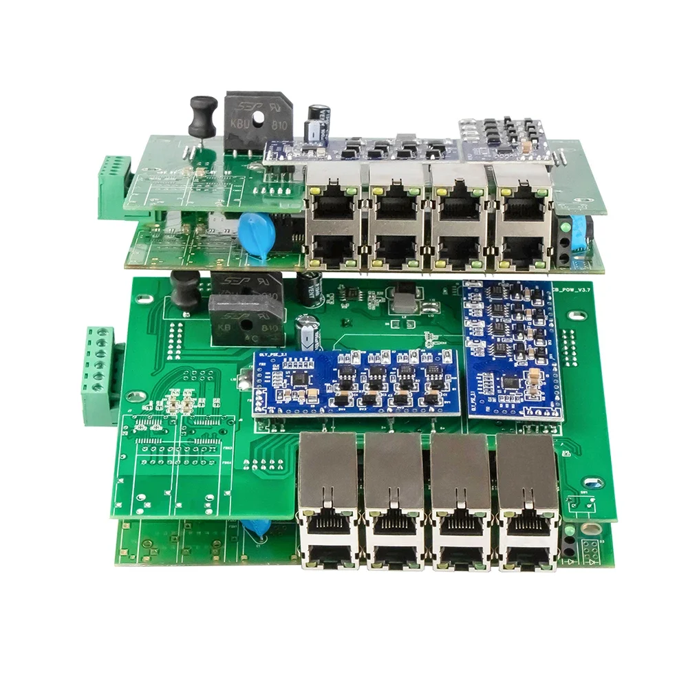 Industrial grade 8 port gigabit Ethernet switch PCB board