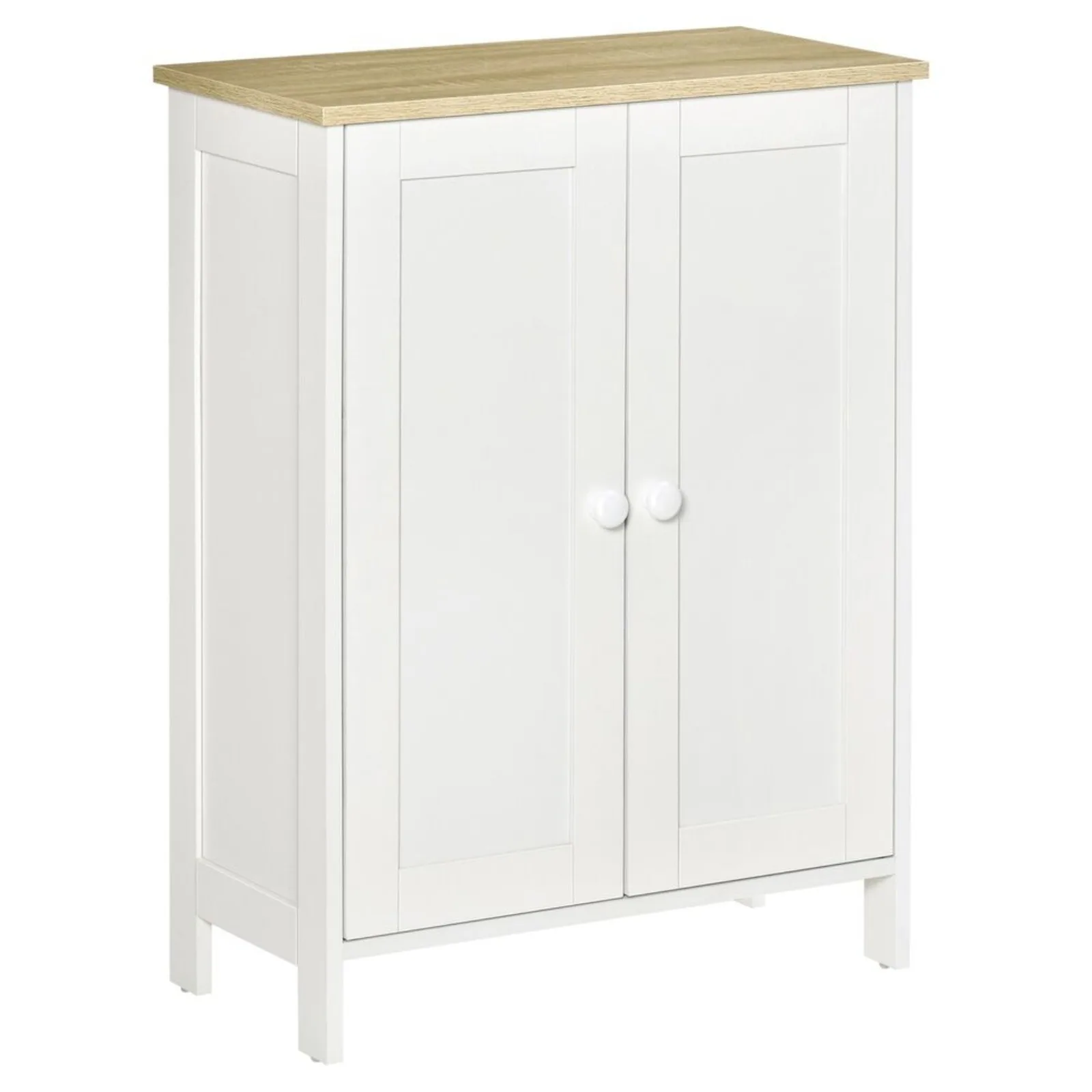 US Modern Storage Cabinet Organizer 2-Door Cupboard with Adjustable Shelves White