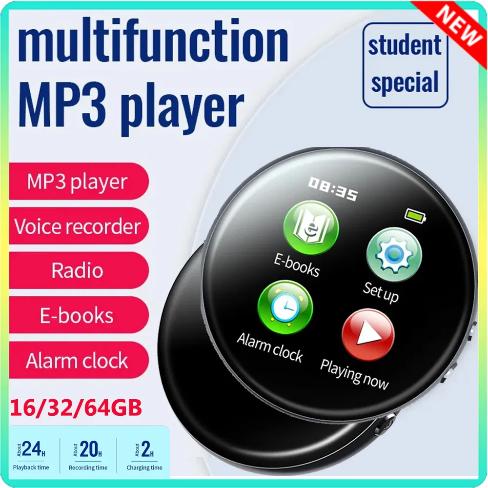 64GB Activated Voice Recorder MP3 Player Mini Pocket Hifi MP3 Timed Recorder Alarm Clock Support FM E-book Headset Multi-languag