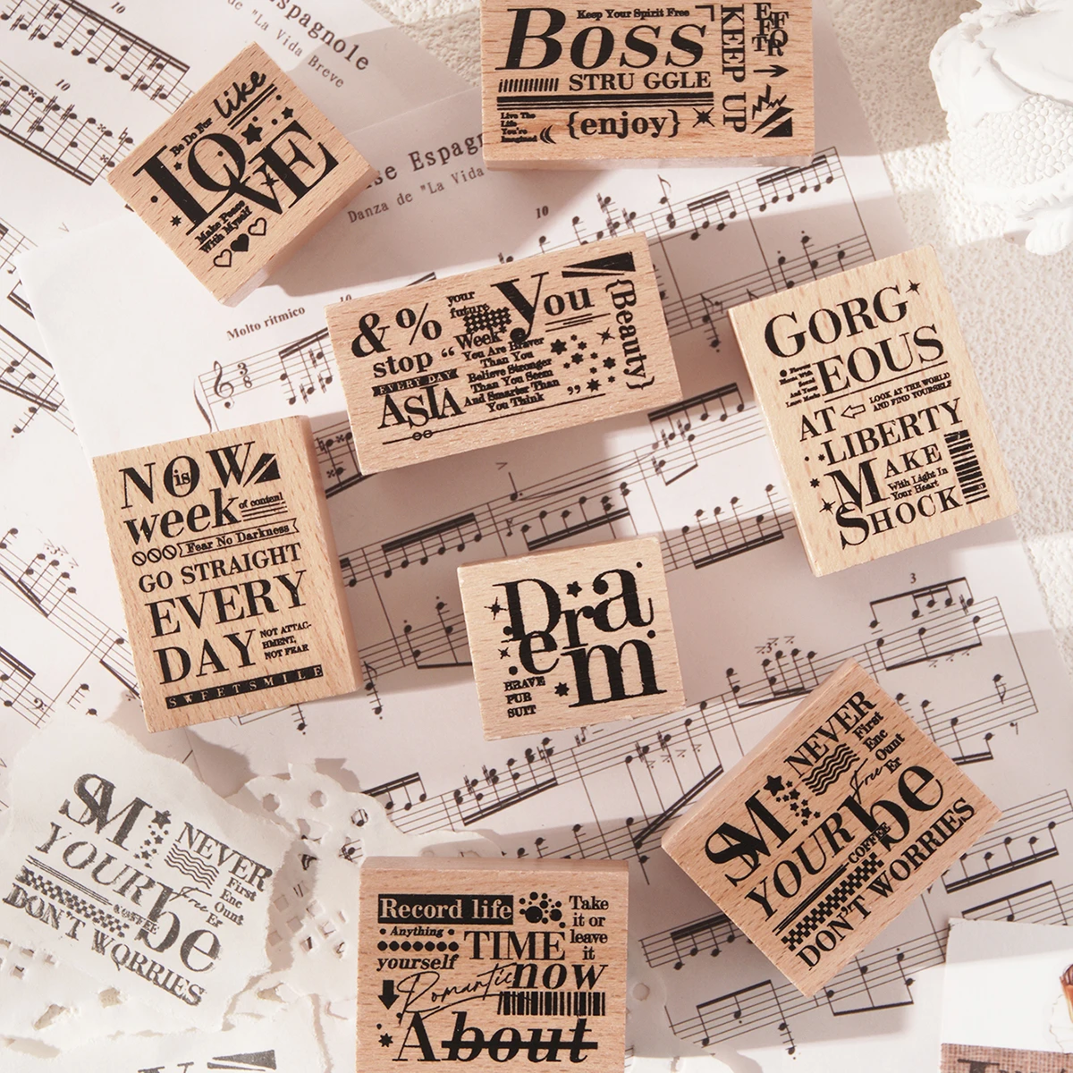 8pcs Vintage English Wooden St - đánh giá và giá Scrapbooking