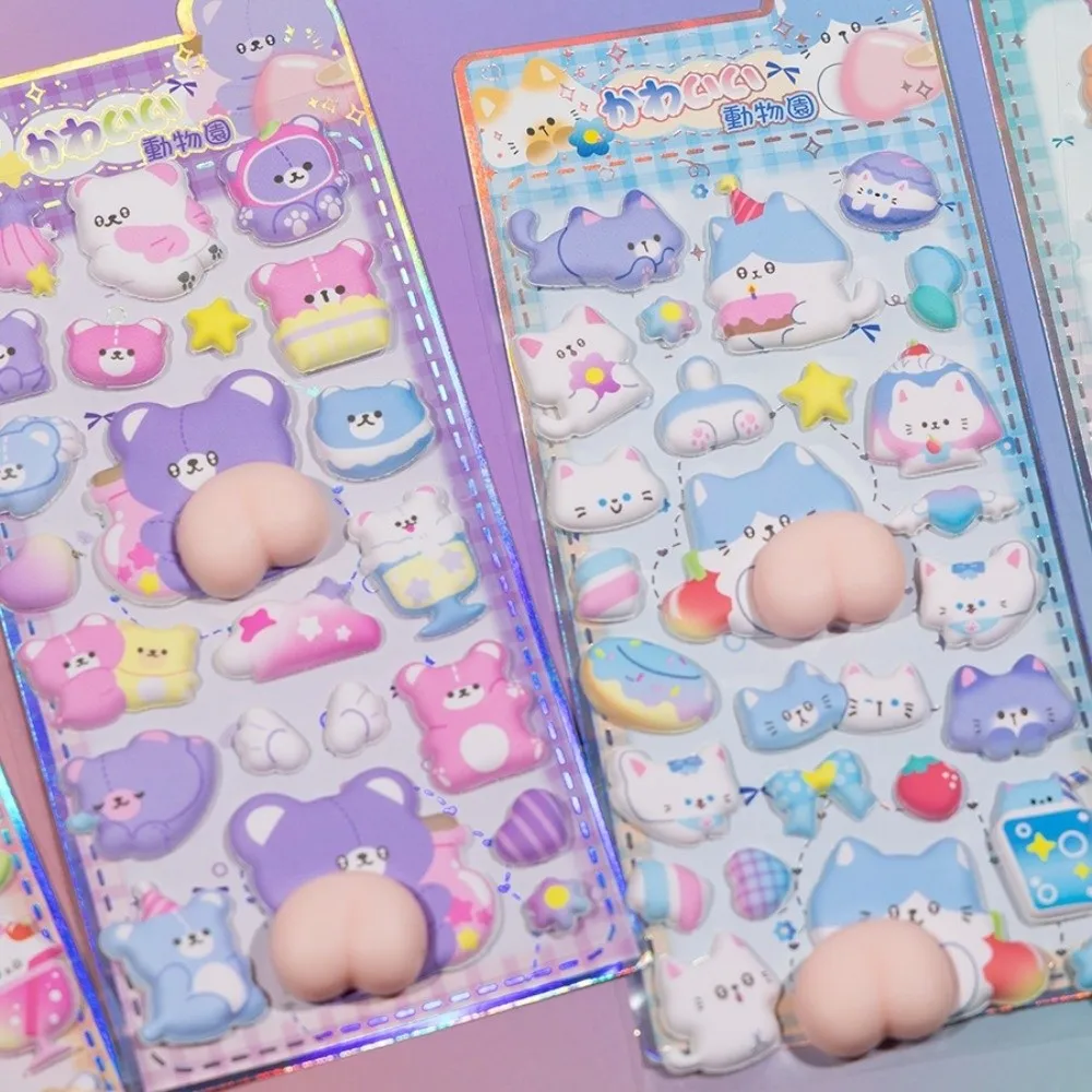 Stereoscopic Effect 3D Bubble Foam Stickers Cartoon Soft Fart Peach Sticker Stress Relief Relief Decorative Sticker DIY Crafts
