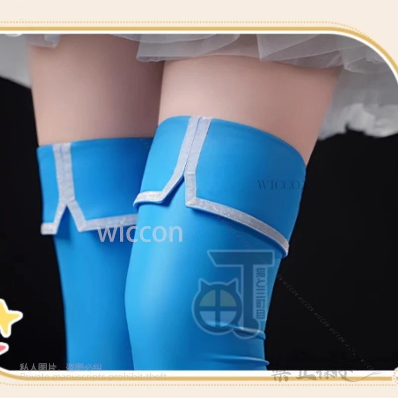 أزياء أنيمي غوشينغ فوق الفتيات السحرية ميناكامي سايو التأثيرية فستان أزرق سحري باروكات للهالوين فستان نسائي كاواي مخصص