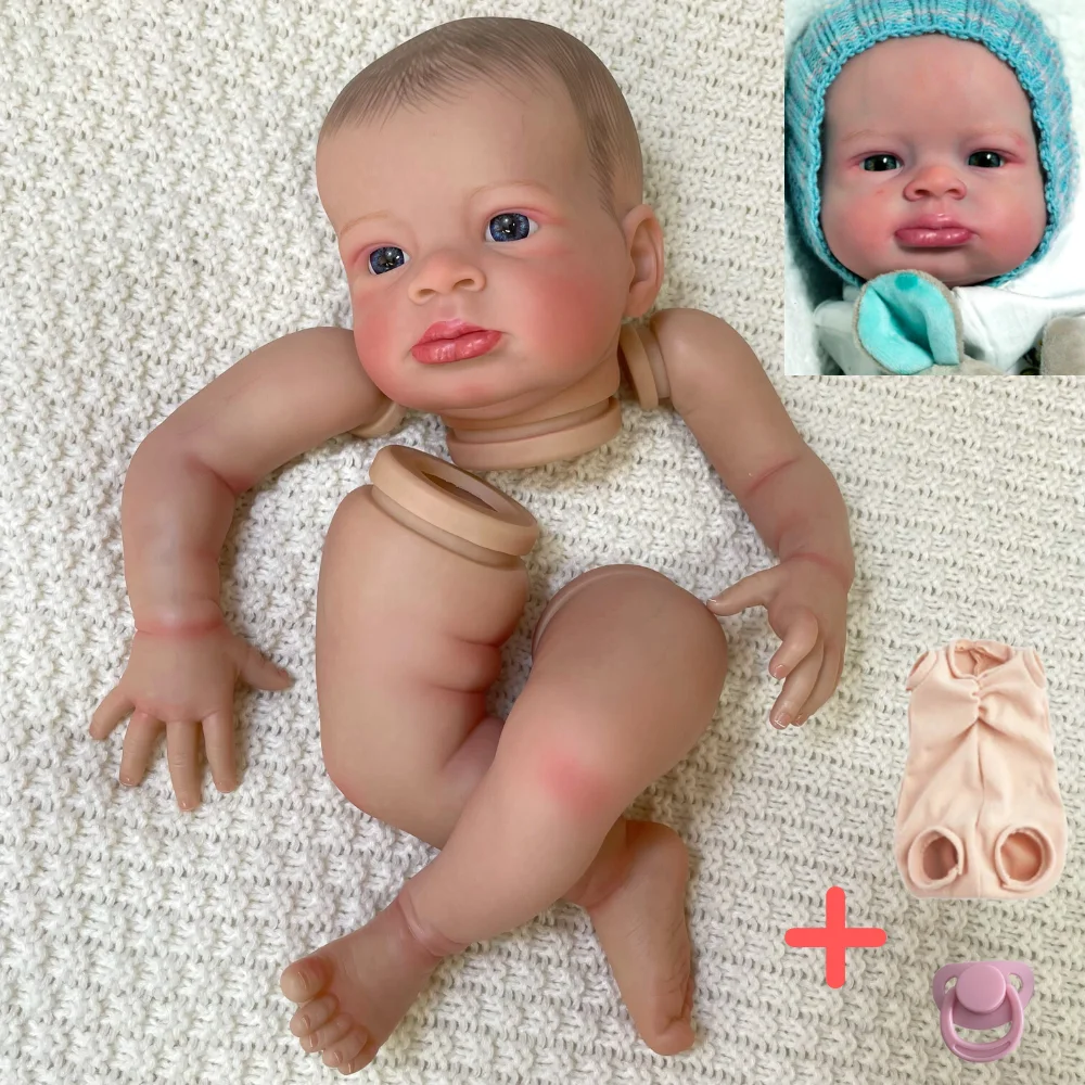 20inch Already Painted Reborn Doll Parts Lanny Unassembled Lifelike Baby 3D Painted Skin with Visible Veins Cloth Body Included