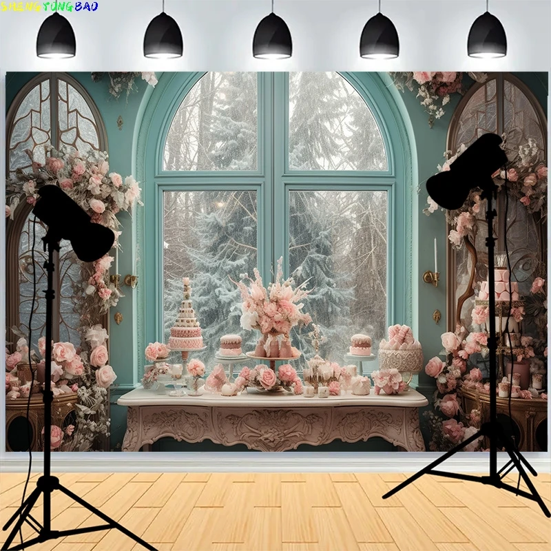 Merry Christmas Day Tree Balls Photography Backdrops Fireplace Winter Xmas Plant Family Party New Years Background XH-76