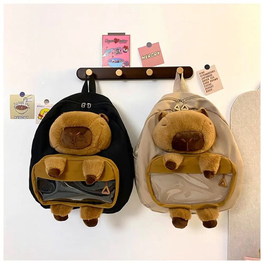 Kawaii Nylon Capybara Backpack Large Capacity Travel Backpack Laptop Backpack Book Bags