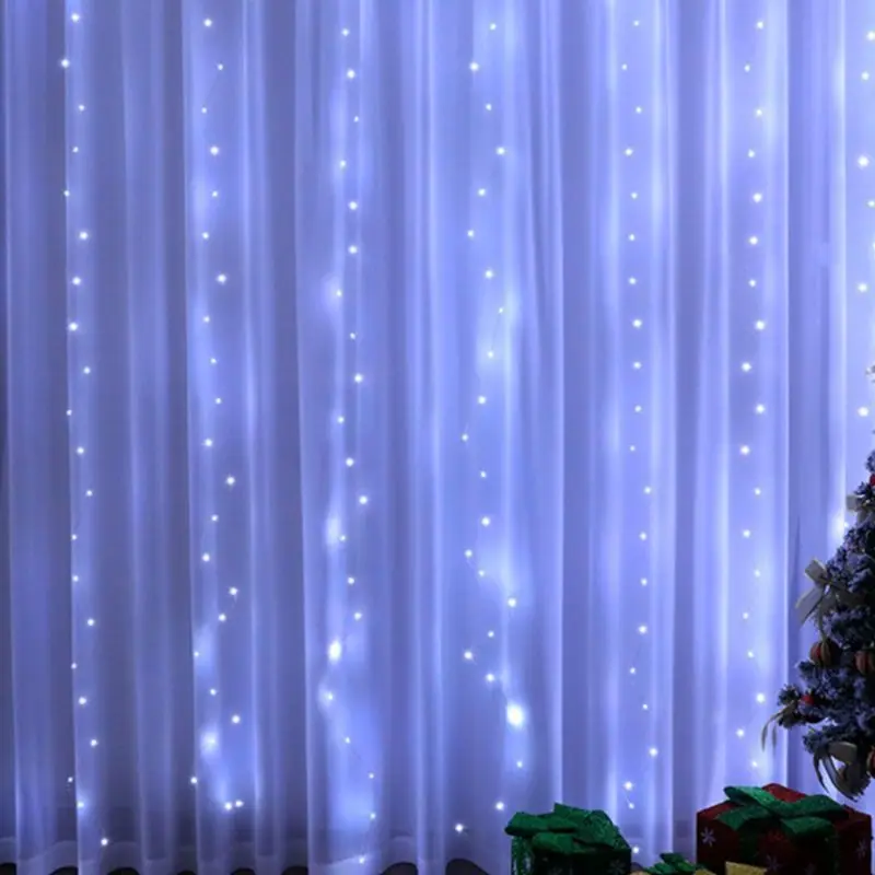 Curtain lights with 8 functions, USB remote control, timed copper wire light string, Christmas decoration lights