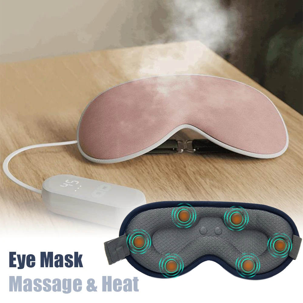 Electric Eye Massage Mask 3D Vibration Eye Massager Heat Therapy Sleep Eyepatch Relief Fatigue Acupuncture Dark Circle Dry Eye