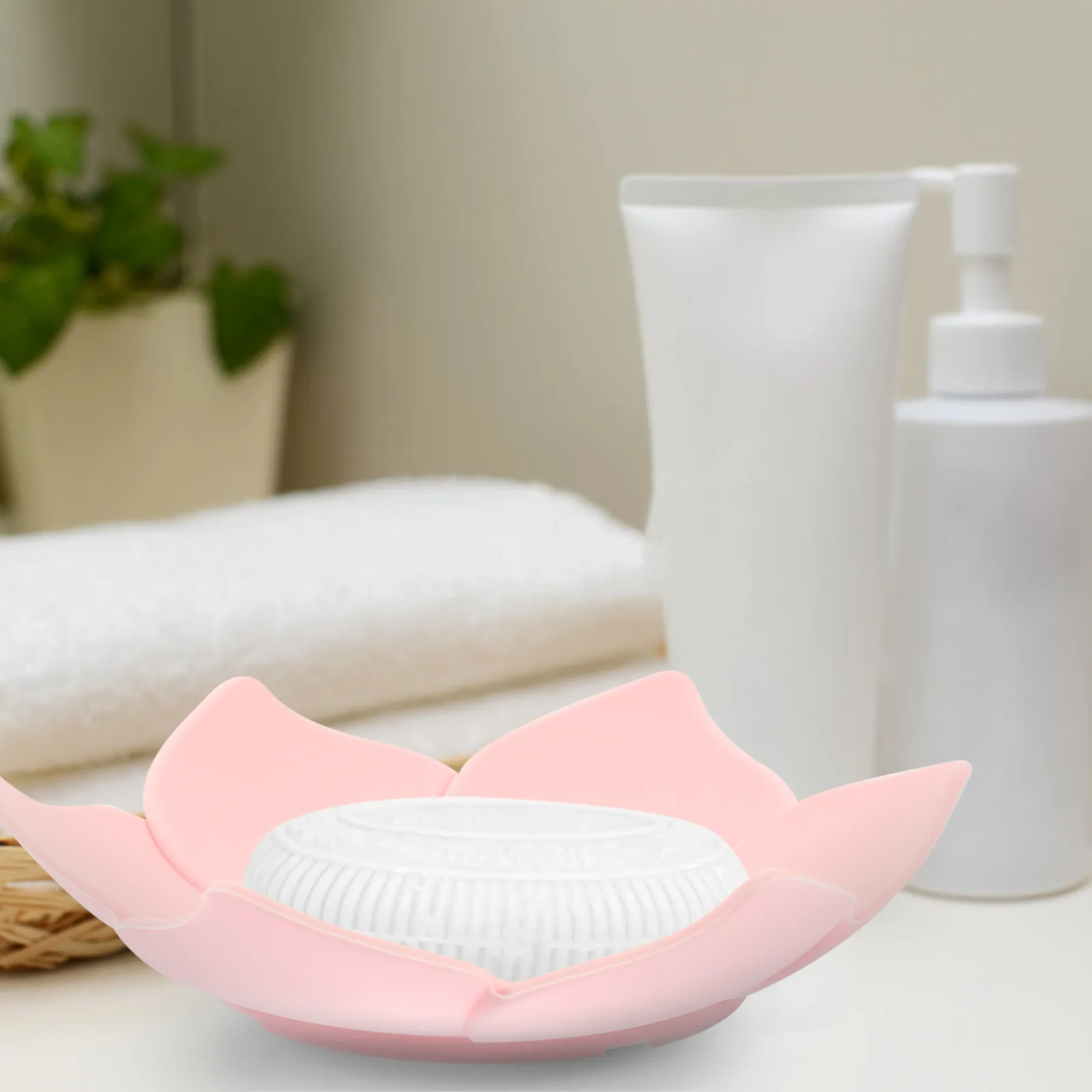 

Набор из 2-х розовых цветочных мыльниц с дренажными поддонами для ванной комнаты