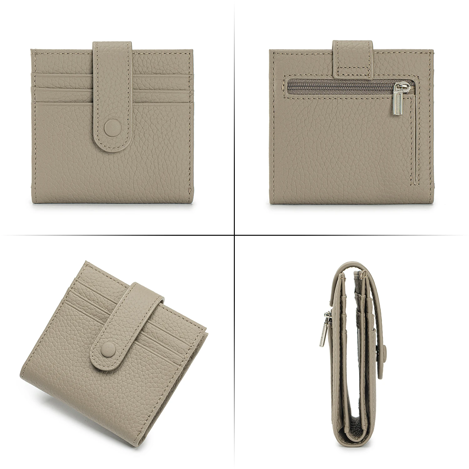 Genuine Leather Women RFID Blocking Ultra-Thin Mini Short wallet Small women's two-fold purse  with 9 Cards Slots, 1 Coin pocket