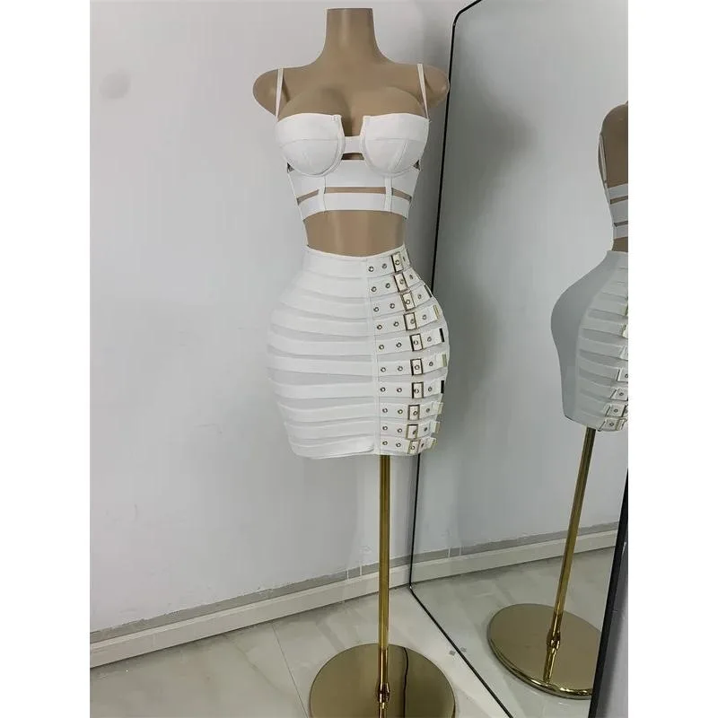 

Punk Bandage Skirt Set Women's Fashion Summer Outfit Cross-Border No Brand Registered Trademark Available in 2026 Spring