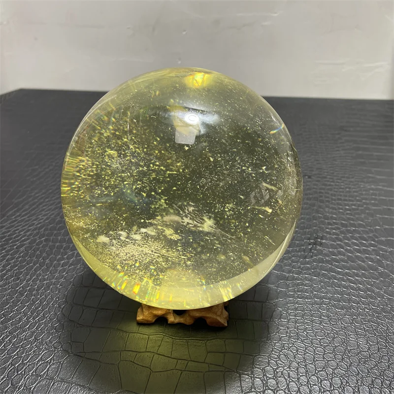 13.6cm High Quality Large Yellow Melting Stone Quartz Balls Feng Shui Crystal sphere Balls for Decoration