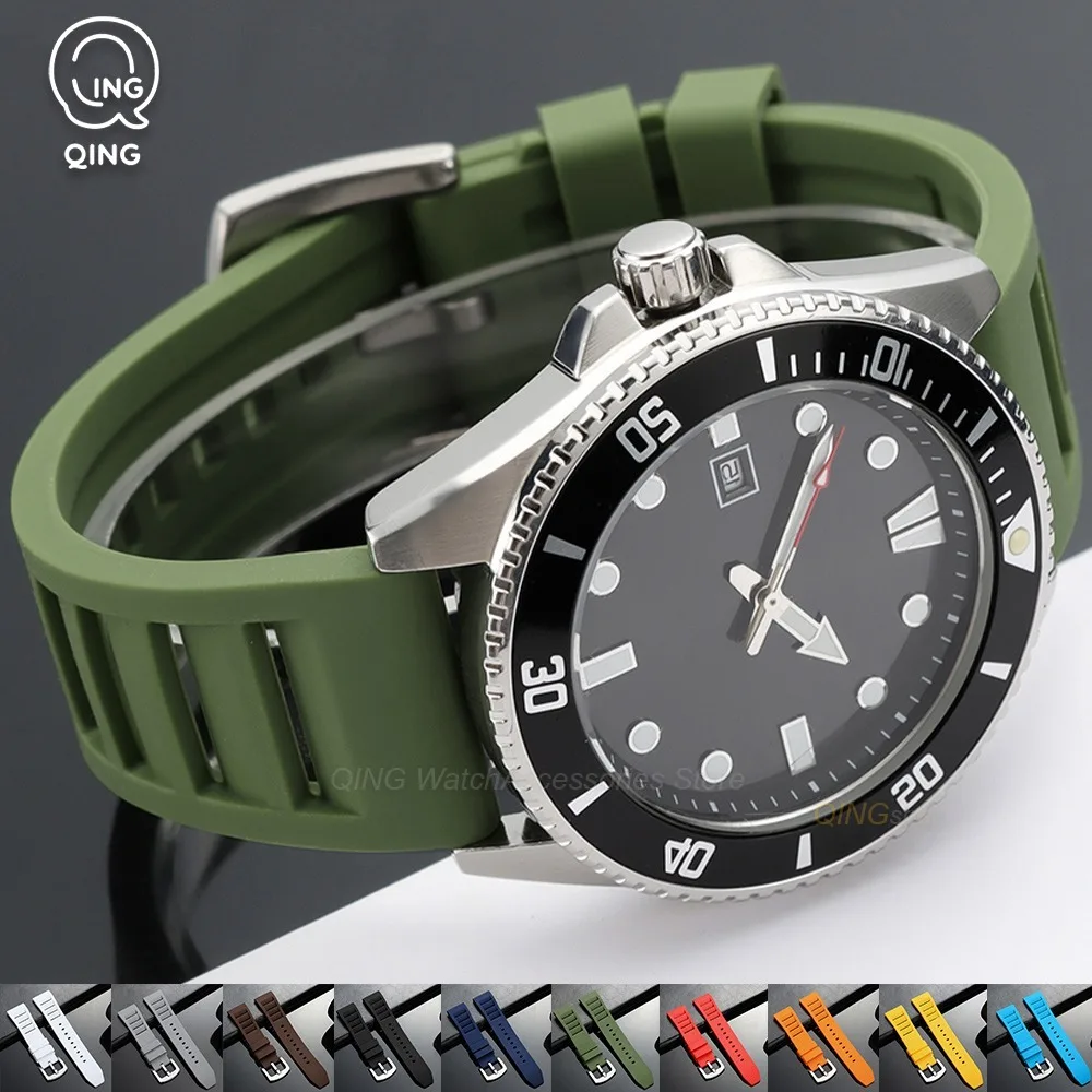 20mm 22mm Universal Rubber Bracelets Soft Silicone Watchband for Seiko for Omega Waterproof Diving Quick Release Rubber Straps