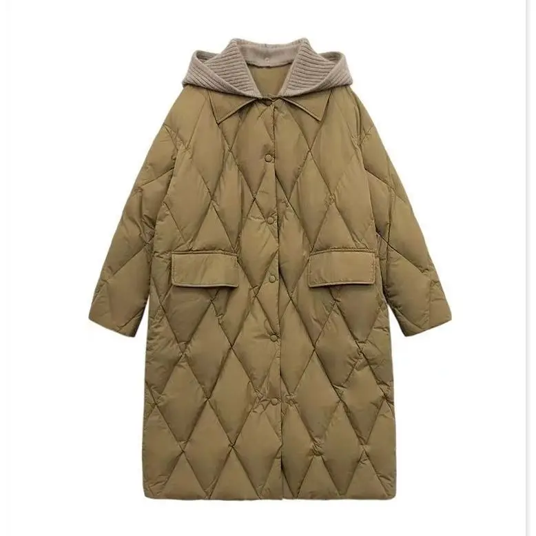 

Осенне-зимняя новая женская пуховая хлопковая куртка, вязаная хлопковая куртка с капюшоном в сетку Ling Grid