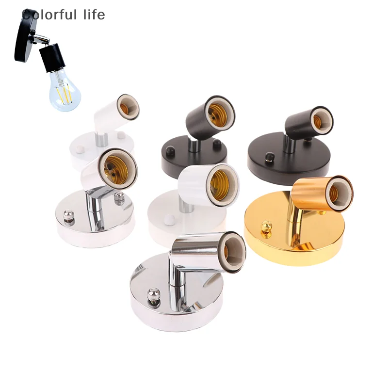 

1 Set Socket Holder Adapter Iron Celling Light Sconces Vintage E27/E14 Wall Lamp 180 Degree Rotation Adjustable Metal Lamp Base