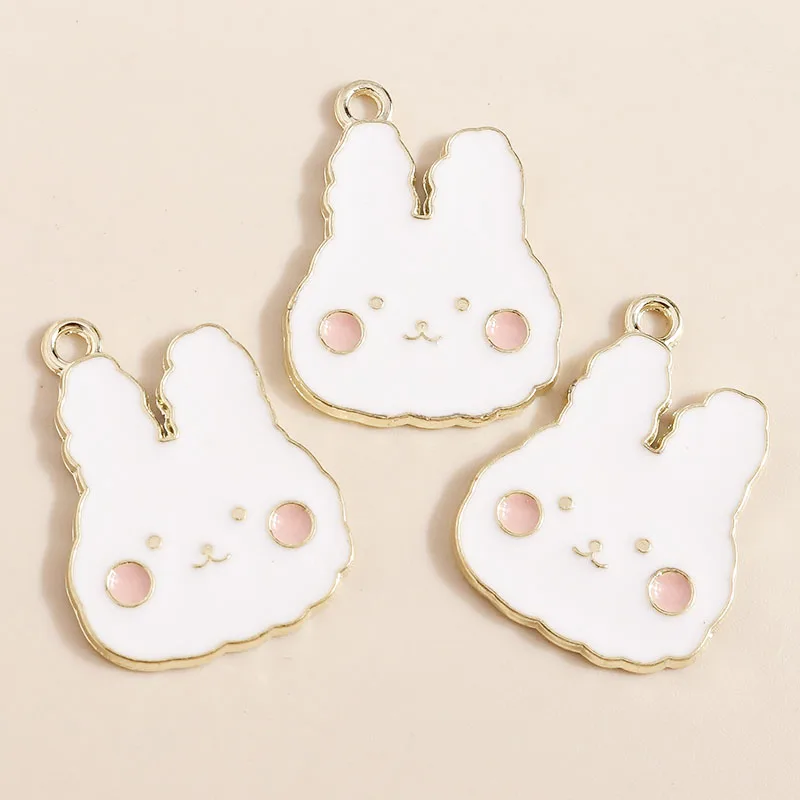 10pcs Enamel Mini Rabbit Charms for DIY Jewelry Making