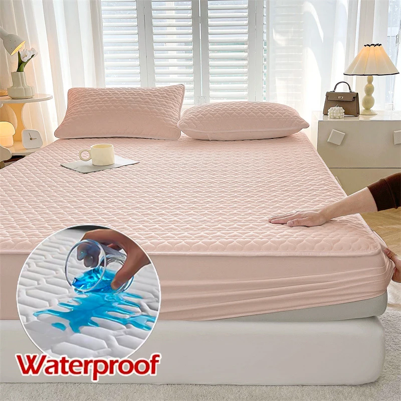 Waterproof Thicken Mattress Cover Warm Soft Stretch Breathable Mattress Protector Anti-bacterial Bed Cover Queen King Size