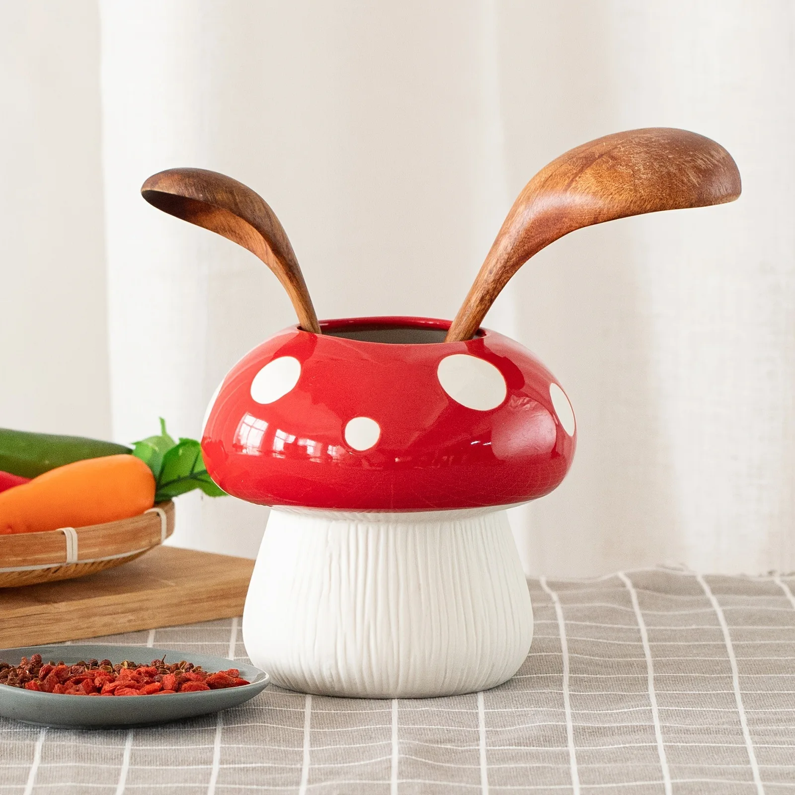 Cute Mushroom Resin Vase- Creative Living Room Flower Arrangement & Bookshelf Ornament for Home