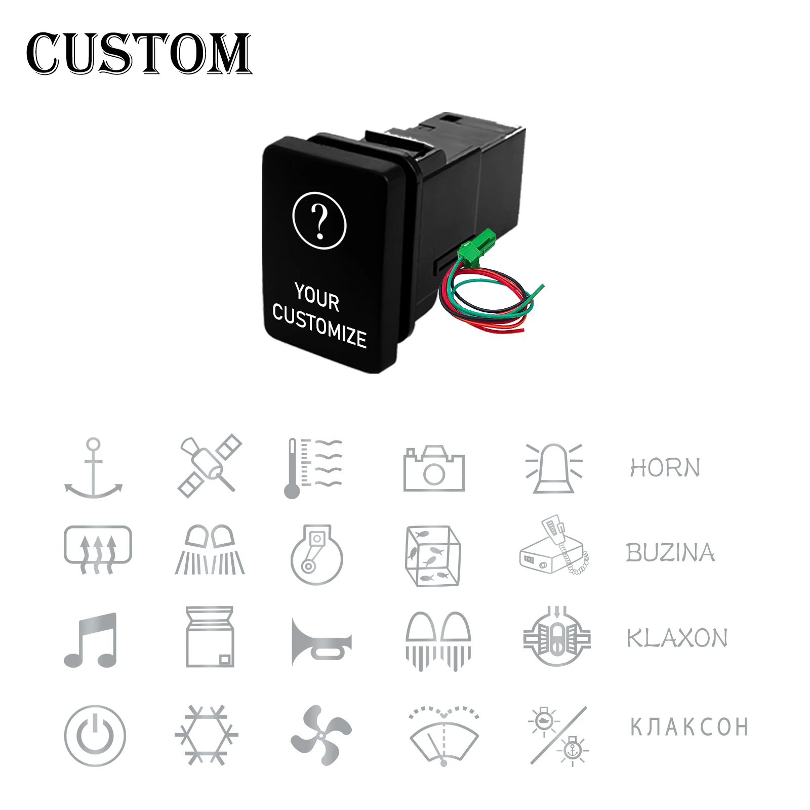 Customizable Latching & Momentary Push Switch - ON-OFF Button 12V 3A for Toyota 4Runner RAV4 Prado Highlander DIY Accessories