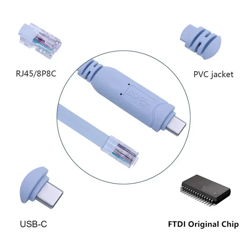 USB C Rj45 Cable Console Cables USBC To RJ 45 Extension Cabo RS232 FTDI Original Imported Chip For Cisco Router Switch Line