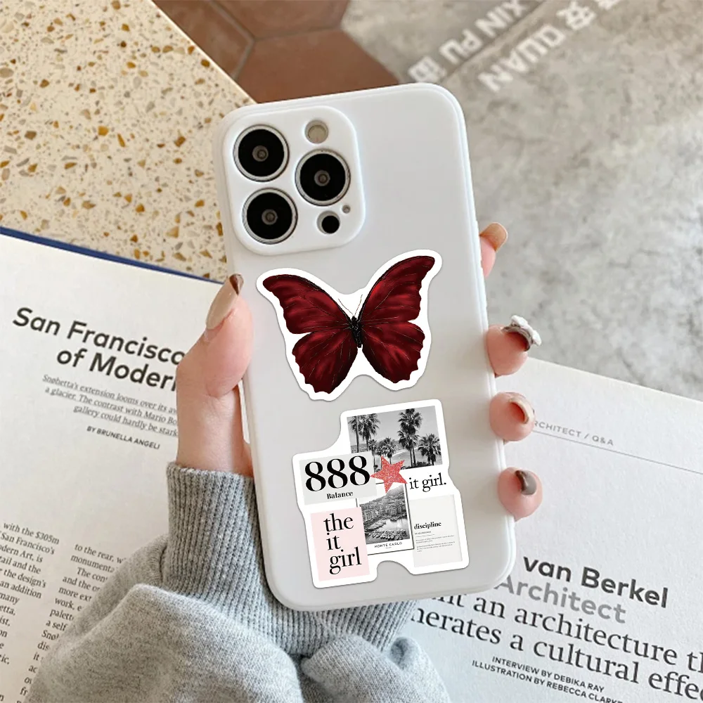 50PCS Gold&Red Series Sticker Set DIY Phone Case Laptop Guitar Computer Decoration Waterproof Stickers