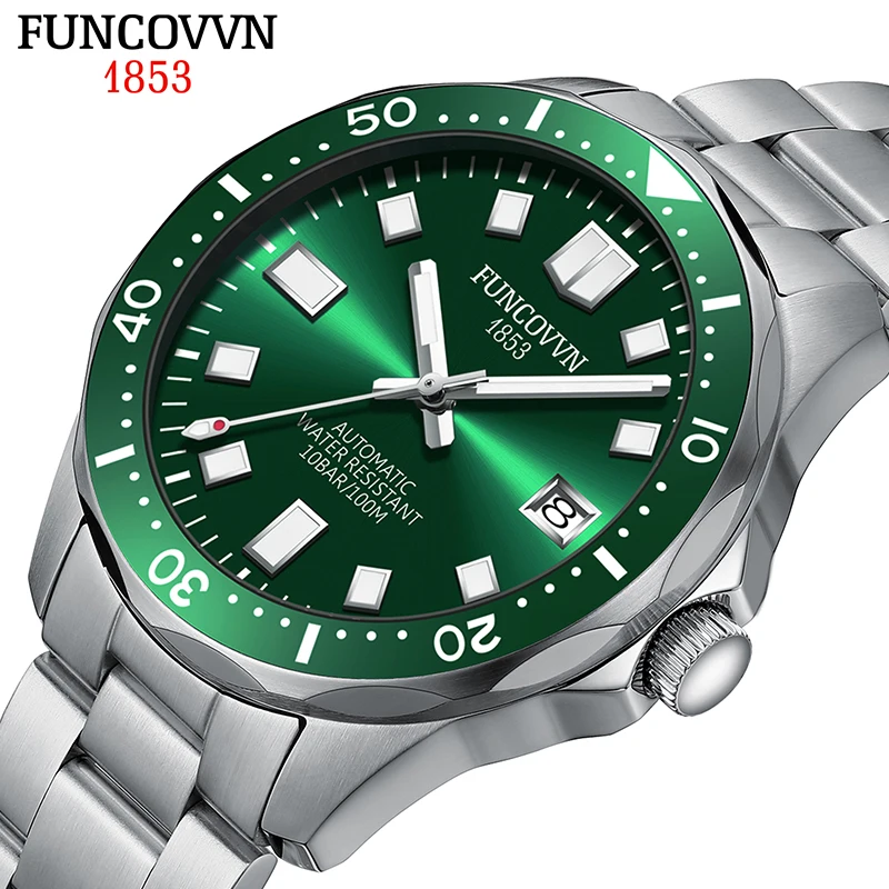 

FUNCOVVN Brand Luxury Mechanical Watches Men's Luminous Automatic Mechanical Watch Stainless Steel Waterproof Watch reloj hombre