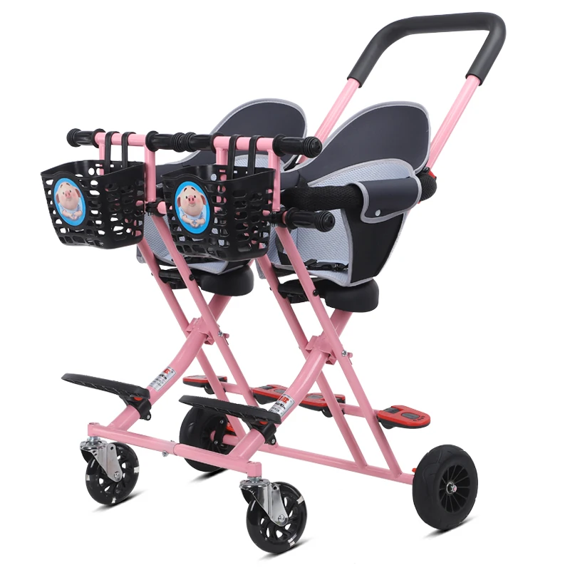 

YY Children's Foldable Rotating Two-Seat Twin Two-Child Trolley