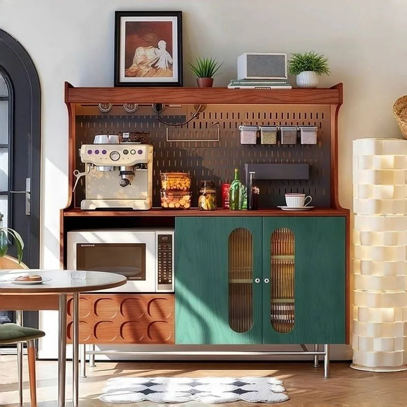 

Edge retro simple storage French solid wood living room wall integrated wine cabinet tea kitchen coffee