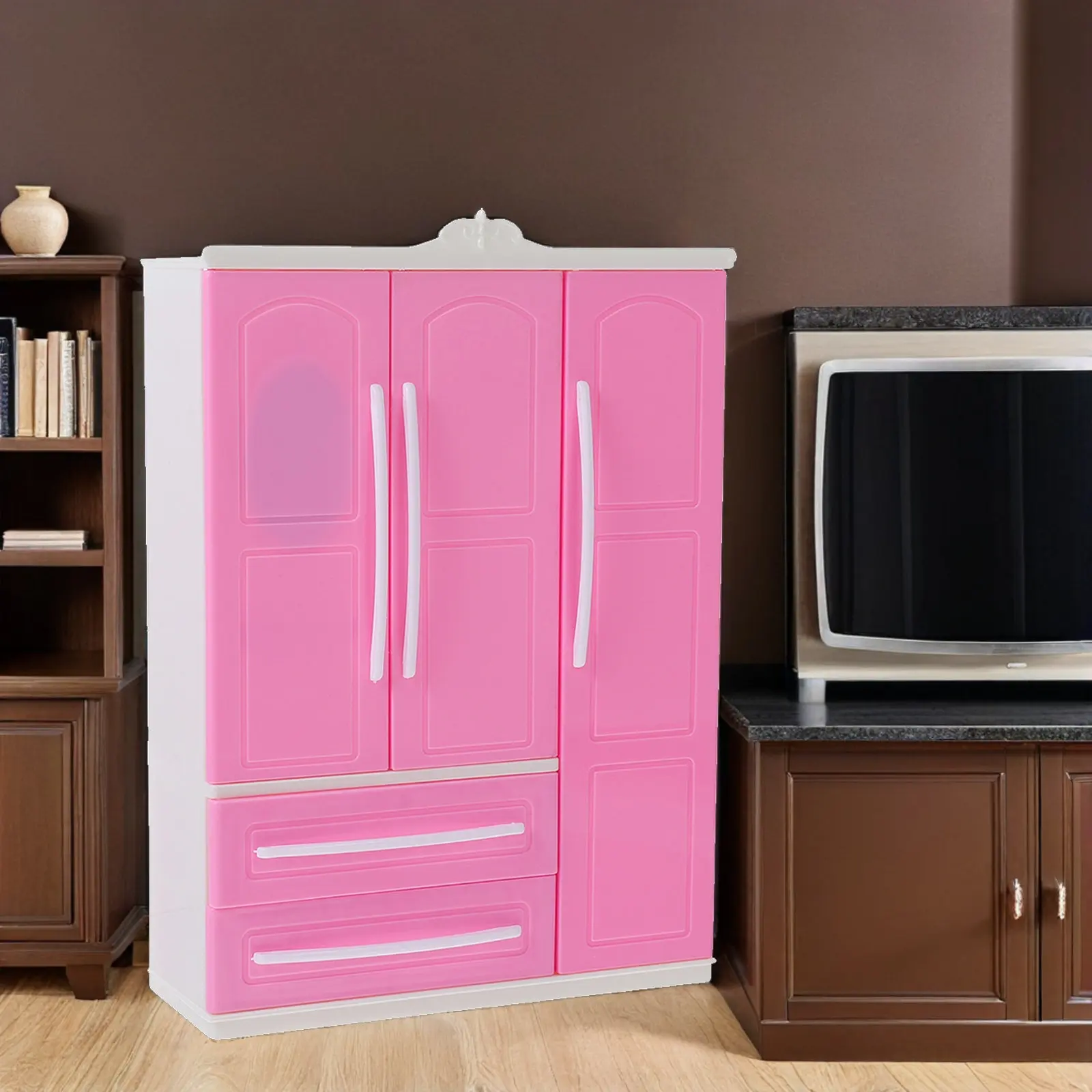 

1Set Three-Side Wardrobe Closet Miniature Clothes Storage Rack Hangers Tiny House Bedroom Decoration Furniture