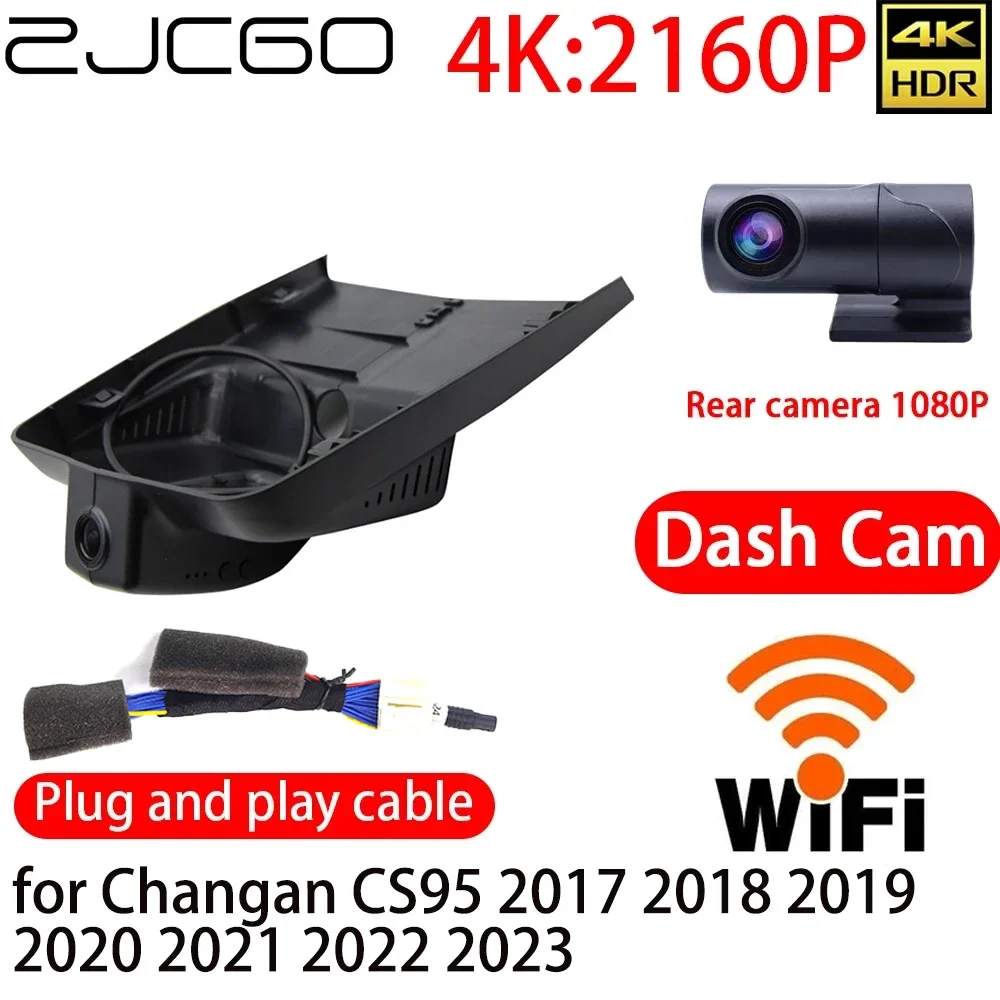 

ZJCGO 4K Car DVR Dash Cam Wifi Front Rear Camera 24h Monitor for Changan CS95 2017 2018 2019 2020 2021 2022 2023