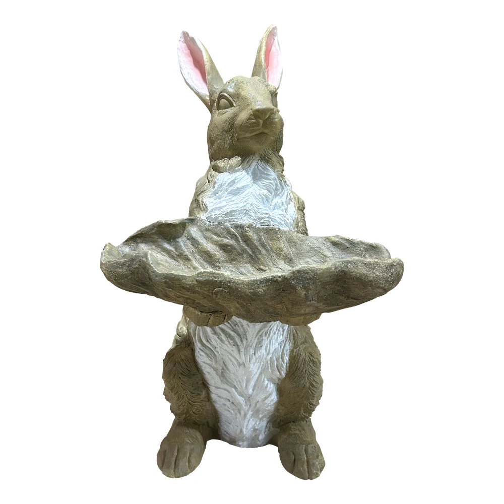 Magnesium Oxide Bunny Statue Holding Decor Hand-Painted Rabbit Sculpture Garden Lawn Ornament
