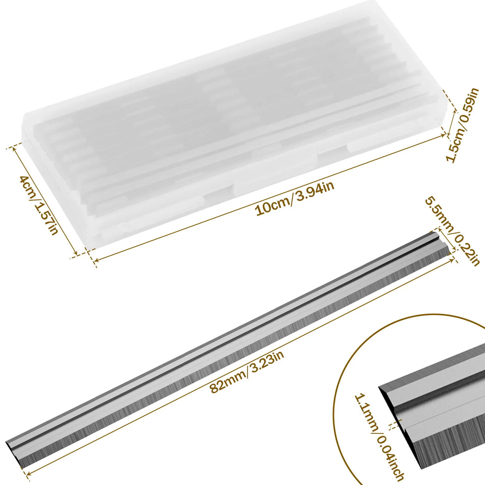 HSS-Rabot électrique de remplacement, 82mm, 10 pièces, couteau à double bords pour uration Ryobi B & D Black & Decker etc