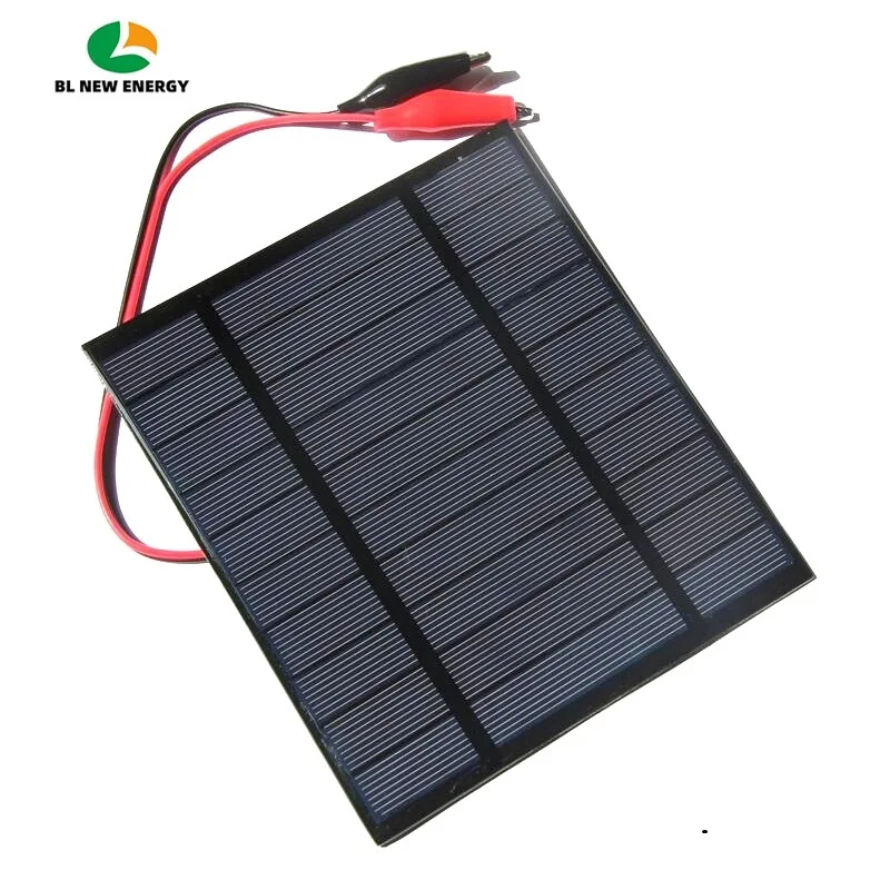 BUHESHUI 2.5 ワット 5 V ソーラーパネル多結晶太陽電池 + クリップソーラー充電器 3.7 V バッテリー 150*130 ミリメートル 2 個送料無料