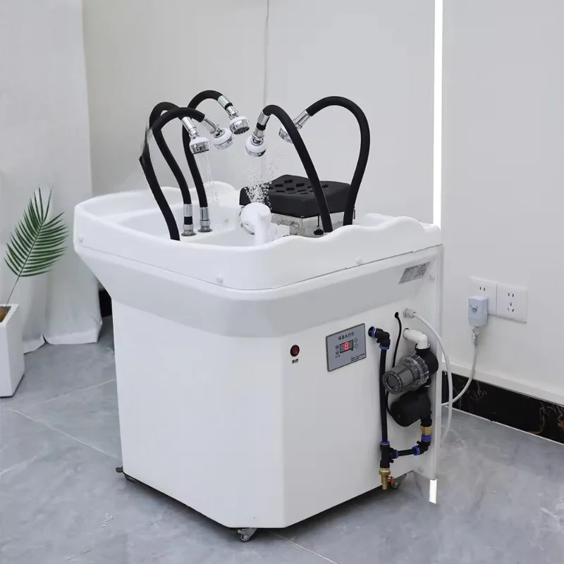 

Portable Adjustable Height Shampoo Basin 60L Self-circulating Water Fumigation Head Care Basin